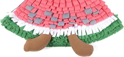 Ferret Cats Snuffle Mat Fleece Foraging Mats Interactive Feeding Toy Small Animal Rabbit Guinea Pig Rat Hamster Anti Slip Treat Dispenser Slow Feeder (Watermelon) - color: Watermelon