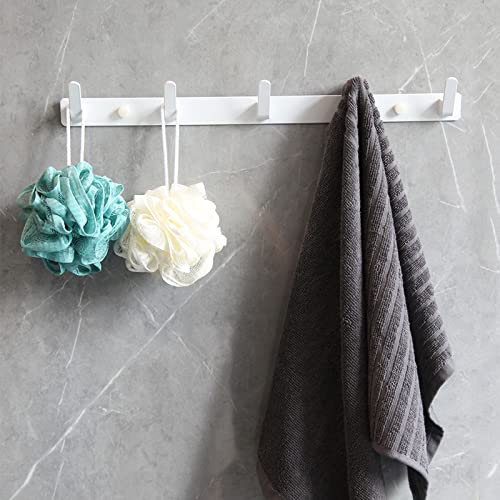 5 Hooks Matte White Bathroom Towel Hooks Mounted Wall Adhesive Heavy Duty Farmhouse Bath Coat Stick on Rack Hat Wall Hook Sticky White Kitchen Robe Rack Coat Hook White 5 Hooks Rack Towel for Bathroom - color: White, size: 17.12*1.18*1.38 inch（5hooks）