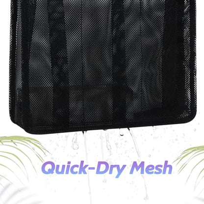 famichan Portable Mesh Shower Caddy, Gym Travel Camp Dorm Room Essentials for College Student Boy Girl, Bathroom Shower Bag - Black - color: Black