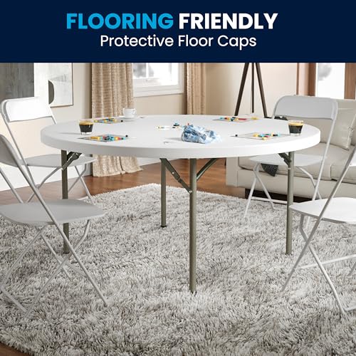 Flash Furniture 5' Round All-Occasion Plastic Folding Event Table for Parties and Trade Shows, Folding Banquet Table for Indoor/Outdoor Events, White - size: 5 Foot
