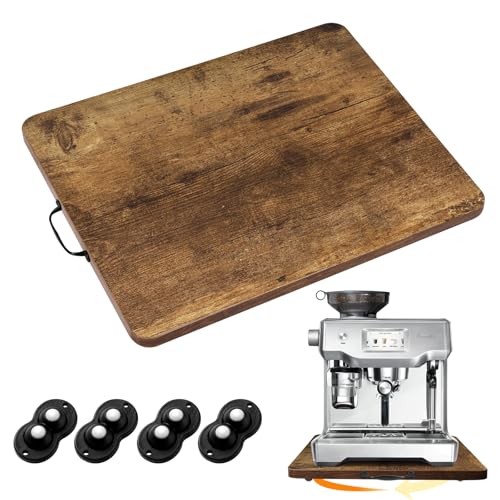 Sliding Tray for Coffee Maker, 360° Rotating Appliance Slider for Kitchen Appliances, Wooden Sliding Tray Suitable for Kitchen Countertops and Kitchen Appliances.(Brown, Large) - color: Brown
