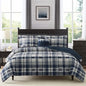 MaiRêve Queen Size Comforter Set Navy Blue, Classic Plaid Farmhouse 7 Pieces Bedding Set, All Season Lightweight Bed in a Bag with Sheets, Pillowcases & Shams - color: Navy Blue, size: Queen