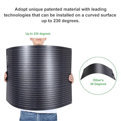LensunSolar 80W 12V Flexible Solar Panel ETFE Black Thin, Monocrystalline High Efficiency, Slim Flexible PERC Mono Solar Cells 12 Volt for Battery Charge Marine RV Campers Boats Camping Generator - size: 80W/37in x 21in