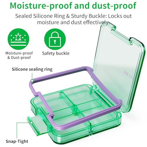 Small Pill Box, Travel Pill Organizer, Small Pill Case, Pill Container for Purse 4 Compartments, Daily Compact Travel Medicine Holder for Vitamins Medication (Green) - color: Green