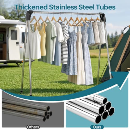 TOOLF 55 Inch Stainless Steel Collapsible Clothes Drying Rack | Drying Rack Clothing, Non Slip Foot Pads, Indoor Outdoor Use, Garments, Sweaters, Towels, Delicate Laundry Daily Wear - size: 55 inch new