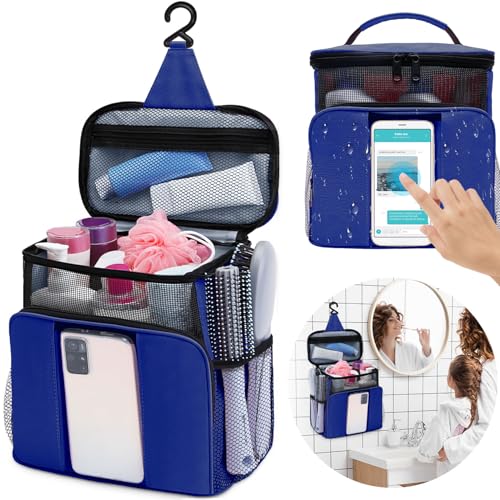 Mesh Shower Caddy,Portable HangingTravel Toiletry Bag Dorm Room Essentials for College Students Girls,Large Makeup Organizer for Full-Sized Toiletries,Travel Essentials for Women Girls Camping Beach - color: Blue