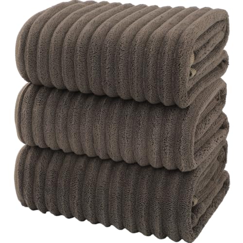 3-Piece Hand Bath Towels 14 X 29.6 Inchs, Quick-Dry Microfiber Washcloths with Hanging Loop, Soft & Absorbent Face Towels for Bathroom Kitchen Gym Travel - color: 3coffee