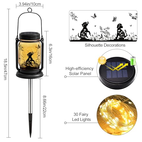 Dog Hanging Mason Jar Solar Lights, Labrador Retriever Solar Lanterns 3-in-1 Outdoor Waterproof, Birthday Gifts for Women Mom Mother's Day Dog Lover, Garden Decor for Patio Yard Balcony Decoration - style: Dog