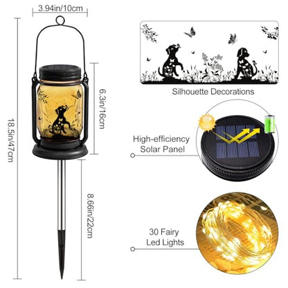 Dog Hanging Mason Jar Solar Lights, Labrador Retriever Solar Lanterns 3-in-1 Outdoor Waterproof, Birthday Gifts for Women Mom Mother's Day Dog Lover, Garden Decor for Patio Yard Balcony Decoration - style: Dog