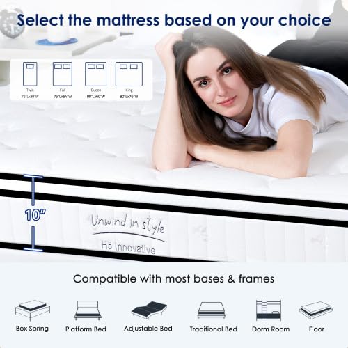 10 Inch King Mattress, King Size Mattress in a Box, Modern New Memory Foam Hybrid Mattresses, Pillow Top Bed Matress with Breathable Comfortable for Sleep, RV Medium Firm for Lumbar - size: King