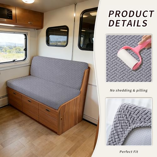 RV Dinette Cushion Covers, 4PCS Woven RV Couch Cover, Camper Cushion Covers, Camper-rv Sofa Cover for Couch, Bench Seat & Dinette Booth Cushions(Dark Grey,[39.4" to 49.2"]×[19.7" to 25.6"]) - color: Woven/Dark Grey/4pcs