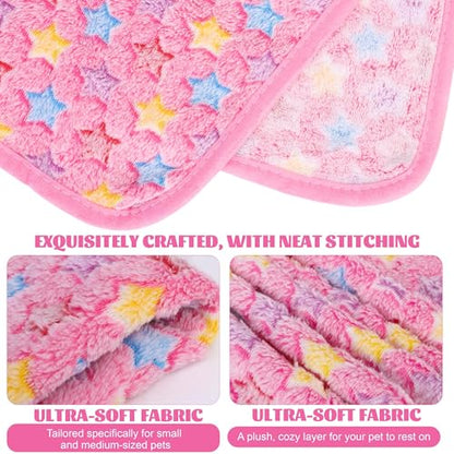 MCEAST 24 Pack Paw Print Plush Pet Blankets 24 x 16 Ultra-Soft & Cozy Small Dog Cat Bedding Mats with 12 Stylish Designs Machine Washable Multipurpose Fluffy Throw for Kennel, Sofa, Travel
