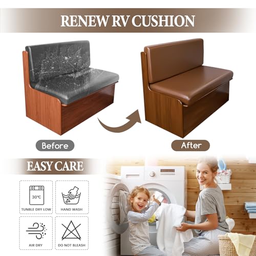 FUANGUI RV Dinette Cushion Covers, Waterproof PU Leather Stretch Camper Booth Seats Replacement RV Cushion Covers Washable Sofa Furniture Protector - color: Pu-brown