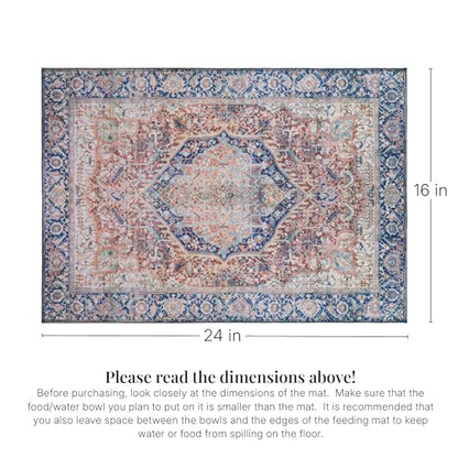 Lovewag Pets Waterproof 2-Pack Pet Feeding Mats - 16" x 24" Premium Cat & Dog Food Mat - Non-Slip, Machine Washable Mat Protects Floors & Contains Water Bowl Spills - Place Mats (Rustic Terracotta) - color: Rustic Terracotta