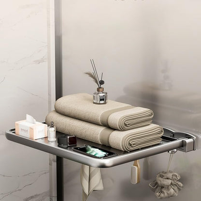 Folding Bathroom Wall Shelf, 6-Shelf Modern Aluminum Foldable Shelf, 15.7"L x 12.4"W x 4"H, Wall Mounted, For Bathroom, Kitchen, RV, Camper, Balcony