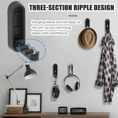 4PCS Foldable Wall Hooks, Folding Coat Hook, Folding Hook Wall Mount with 4pcs L-Shape Nail-Free Hooks, Screwdriver and Drill Bit, for Bathroom, Kitchen, Entryway, Holds Coats, Backpacks, Hats, Keys
