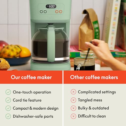 bella 12 Cup Programmable Coffee Maker, Reusable Dishwasher Safe Accessories, Easy LCD display, Auto Shutoff, 900 watt, Seaglass - color: Seaglass
