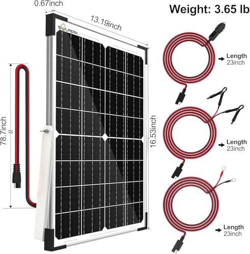 SOLPERK 12V 50W Solar Panel Kit, 2pcs 25W Solar Battery Maintainer+Waterproof 8A Controller+Adjustable Mount Bracket for Boat RV Car Motorcycle Marine Automotive - size: 50W