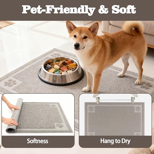 Darkyazi Pet Feeding Mat Large for Dogs and Cats,24"×16" Flexible and Easy to Clean Feeding Mat,Best for Non Slip Waterproof Feeding Mat. (Gray Sand) - color: Gray Sand