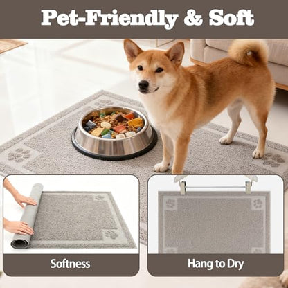 Darkyazi Pet Feeding Mat Large for Dogs and Cats,24"×16" Flexible and Easy to Clean Feeding Mat,Best for Non Slip Waterproof Feeding Mat. (Gray Sand) - color: Gray Sand