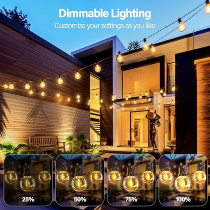 150FT Outdoor String Lights with Remote, 75 + 4 Spare G40 LED Bulbs Plug in Connectable Dimmable Patio Lights, Waterproof Hanging Lights for Outside Backyard Balcony Yard Deck Party - style: 150FT-G40(Remote+Dimmer)