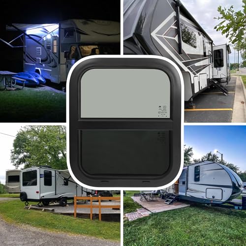 NOVINO RV Window for Trailer Camper,Vertical Sliding Replacement RV Window for Cargo Trailer Camper Utility Van Truck SUV,14" W x 16" H, Fit 15/16" or 1-3/8" Thick Wall,Allow Error 1/16",DOT Approved - size: 14"W x 16"H