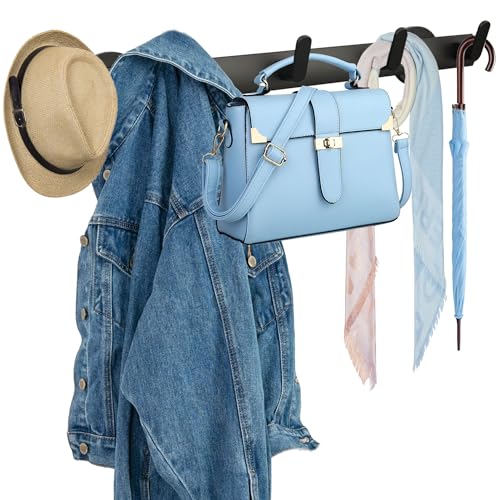 ULIBERMAGNET Magnetic Hooks,Heavy Duty Coat Magnetic Rack with 5 Hooks,Anti-Slip Strong Magnetic Hanger for Refrigerator,Metal Cabinet,Entryway,Hanging Coat, Jackets, Umbrella,Scarf,Bag - color: Black, size: 5 Hooks Magnetic Rack