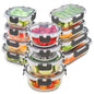 Freshware Glass Storage Containers with Lids, 24 Pieces, 12 Containers with 12 Lids, Glass Meal Prep Container for Lunch, Food Storage Containers, Leak Proof, Freezer Safe, Grey