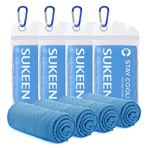 Sukeen [4 Pack Cooling Towel (40"x12"), Soft Breathable Chilly Microfiber Towel for Yoga,Sport,Running,Gym,Workout,Camping,Fitness,Workout & More Activities - color: Blue