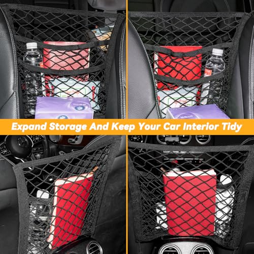 Dog Car Net Barrier for SUV Pet Barrier for Dog & Child Drive Safety Barrier with Mesh Pockets, Seat Back Net Bag Storage, Pouch Travel Accessory, Easy to Install - size: 15.7 x 13.7 Inch