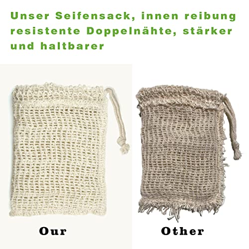 E-Know Soap Bag, 10 Pack Natural Sisal Soap Saver, Zero Waste Plastic-free Soap Net, Foaming and Drying The Soap, Massage, Peeling - color: 10 Pack