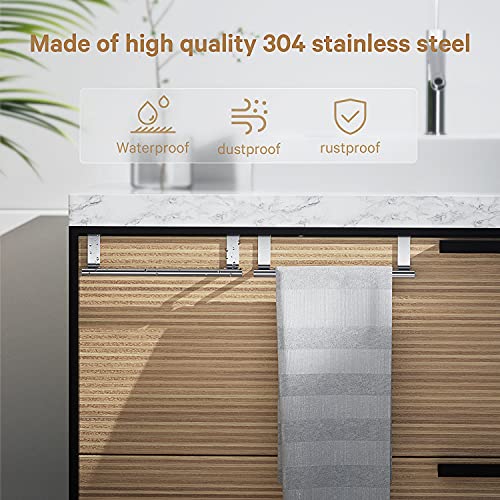 Stainless Steel Over Door Towel Rack Bar Holders for Universal Fit on Over Cabinet Cupboard Doors 2 Pack (Sliver) - color: Sliver