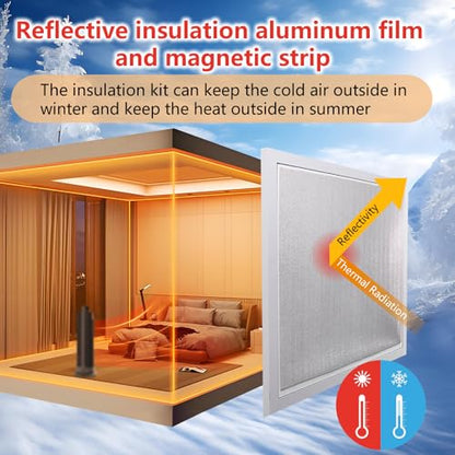 Magnetic Aluminum Film Kit Suitable for Winter and Summer,Magnetic Strip and Heat Reflective Aluminum Film Kit Suitable for Home Window,RV Window,Self Adhesive Easy to Install(51"x59"(129x150cm)) - size: 51" x 59"