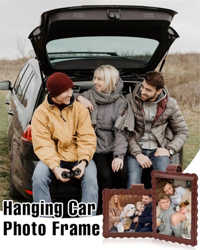 COOLYOUTH 2Pcs Car Picture Frame Car Visor Clip Picture Holders Leather Magnetic Photo Frames with Clip (2, Leather-Umber) - color: Leather-Umber