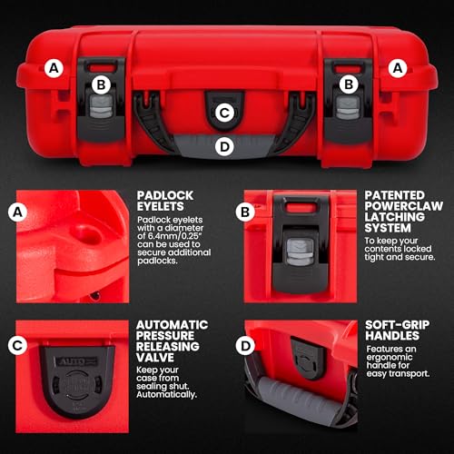 NANUK 910 Waterproof First Aid Kit 146pcs – Durable, Pre-Stocked First Aid Emergency Kit with Bandages, Tick Removal Tool, and More – Dustproof, Impact-Resistant, Floats (14.3" x 11.1" x 4.7") – Red - size: 910 First Aid Kit – 145 Pcs