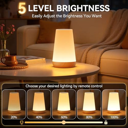Auxmir Rechargeable LED Night Light, Touch & Remote Control Bedside Lamp with 13 Colors, 5 Brightness Levels, Portable Table Lamp for Kids Baby Nursery, Bedroom, Bathroom, Camping, Light Brown - color: Light Brown