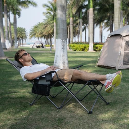 apollo walker Reclining Beach Chair, Adjustable 90-135° Backrest Camping Lounge Chairs for Adults, Folding Chair with Foot Rest & Detachable Pillow - Standard 6-Leg, Orange - color: Orange, style: 6-Leg