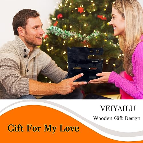 VEIYAILU Gifts for Men Dad Women Husband Boyfriend Him Nightstand Organizer for Men Wood Phone Docking Station Birthday Gifts (Black) - color: black
