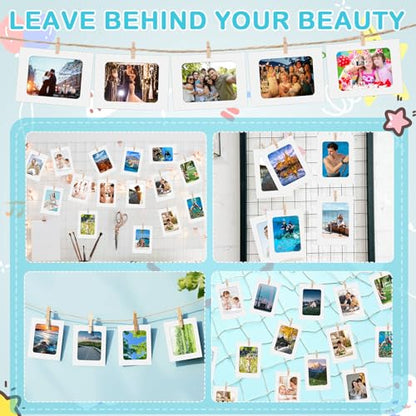 100 Pcs Paper Photo Frames 4x6 White Paper Picture Frame with 100 Clip 10 String Kit DIY Hanging Cardboard Photo Holder Graduation Wall Decor Wedding Home - color: White, style: Classic