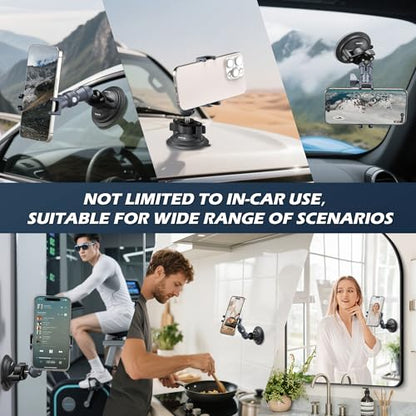 Suction Cup Car Phone Holder, Phone Mount for Windshield/Dashboard with 25mm Ball Head & Aluminum Magic Arm, 360° Rotatable for iPhone/Samsung/Android, Fits Phone Width 2.56-3.74"(KPS-09) - color: KPS-09