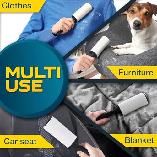 Lint Rollers for Pet Hair, Sticky, Remover for Couch, Clothes Furniture and Carpet. Lint Roller Dog Hair Remover Cat Hair, Animal Hair, Pet Fur, Fuzz. 5 Large Pet Hair Lint Rollers White - size: Printed Tear Line - 5 pcs - 450 Sticky Sheets