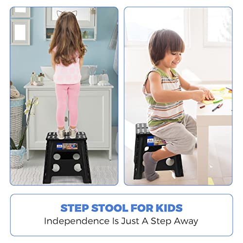 ACKO 2PACK Folding Step Stool - 13" Height Premium Heavy Duty Foldable Stool for Kids and Adults, Kitchen Garden Bathroom Stepping Stool (Black, 2PACK) - color: Black, size: 13 Inch-2 Pack