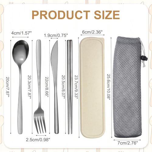 uxcell Travel Utensils with Case, Stainless Steel Portable Silverware, Black - color: Black