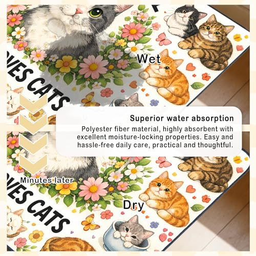Nuxovilar Pet Dog Supplies Food Mat Floral Cat-Themed Polyester (23.62×17.71 inches) Bowl Water Spill Pad Feeding Gear for Home, Living Room, Pet Station - color: YE06002