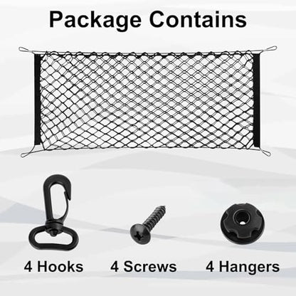 Cargo Net, Premium Dual-Layer Nylon Cargo Net for SUV, Automotive Exterior Accessories, Adjustable Elastic Trunk Net with Hook, Car Accessories for SUV, Truck, Pickup(43.3x15.7 Inch) - size: 43.3x15.7 Inch