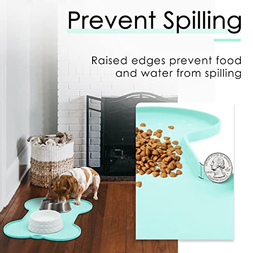 Super Design Dog Food Mat Dog Bowl Mat for Food and Water Silicone Non Spill Cat Feeding Mat Puppy Placemat Waterproof - 20.5" x 14.5", Light Green - color: Light Green