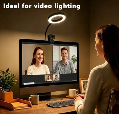 Suction Cup LED Desk Lamp for Computer Monitor, 3 Modes 10 BrightnessDesk Lights for Home Office with Adapter, Flexible Gooseneck Ring Light, Fill Light, Bedside, Reading, Study, Workbench, Black - size: 3.5IN