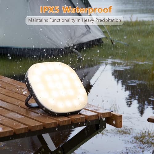 Solar Camping Lights, Solar Camping Lantern Rechargeable 5000mAh LED 5 Light Modes IP65 Waterproof with USB Charging – Lanterns for Power outages Hurricane, Hiking, Fish, Emergency, and Home - style: No Remote