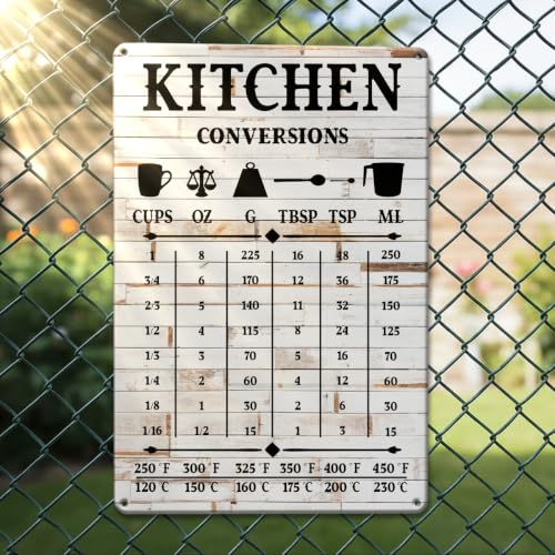 Funny Kitchen Conversions Metal Tin Sign Retro Cooking Wall Art Signs for Home Kitchen Farmhouse Coffee Bar Dining Room Decor Housewarming Cooking Gifts for Men Chefs Cooks 7 x 10.5 Inch - color: Generic10