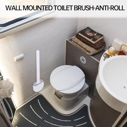 RV Toilet Bowl Brush, Toilet Brush Silicone Won't Damage Toilets, Wall Mounted Toilet Brush-Anti-Roll, Anti-Drip Design, Suitable for RV Travel Trailers and Campers, Made by RVers for RVers - color: White